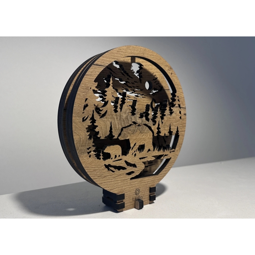 Li-Go 23595/DUB2 - Dimmbar LED-bordsdekoration LED/12W/230V 20x22 cm ek/björnar