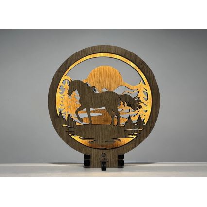 Li-Go 23598/DUB2 - LED dimbar borddekoration LED/12W/230V 20x22 cm ek/häst