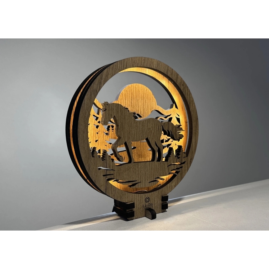 Li-Go 23598/DUB2 - LED dimbar borddekoration LED/12W/230V 20x22 cm ek/häst