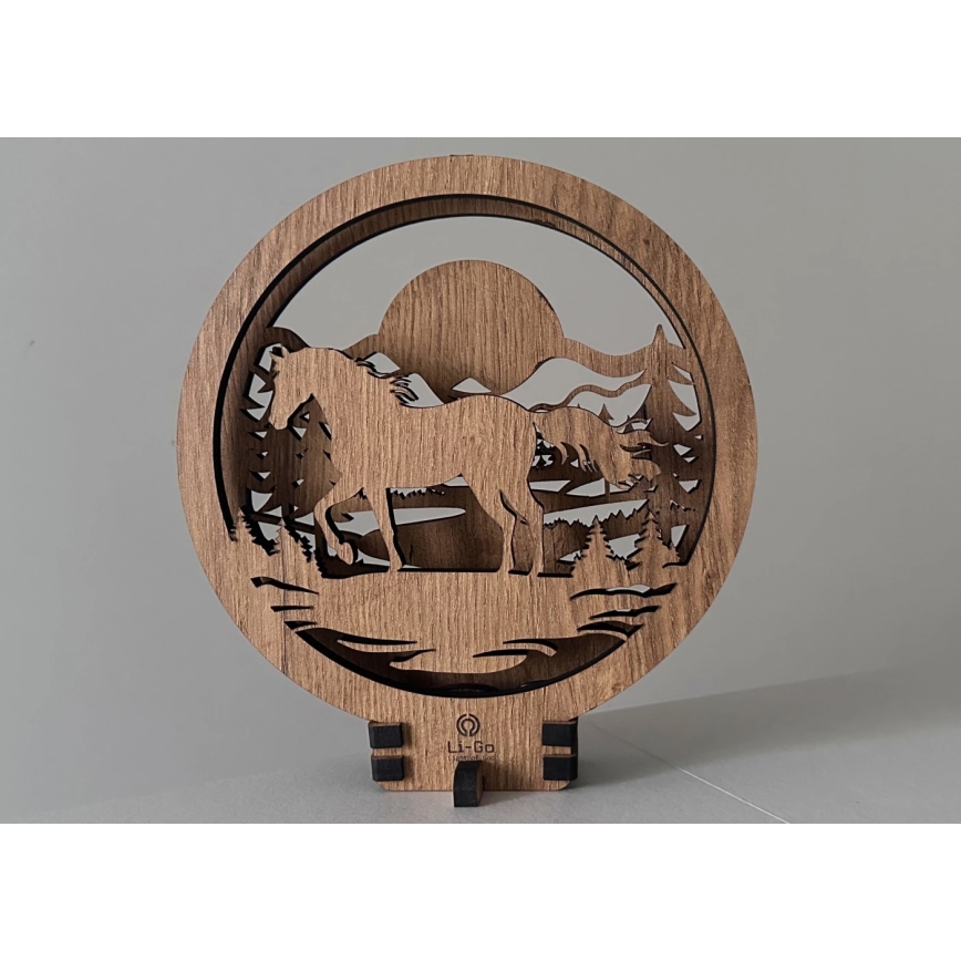 Li-Go 23598/DUB2 - LED dimbar borddekoration LED/12W/230V 20x22 cm ek/häst