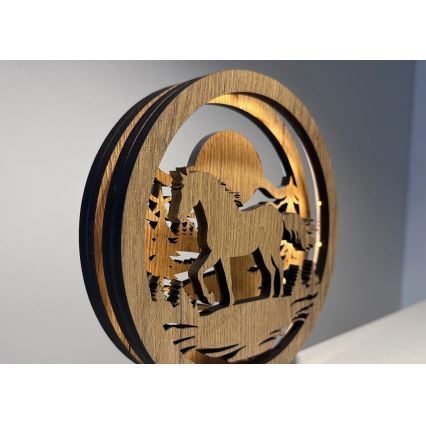 Li-Go 23598/DUB2 - LED dimbar borddekoration LED/12W/230V 20x22 cm ek/häst