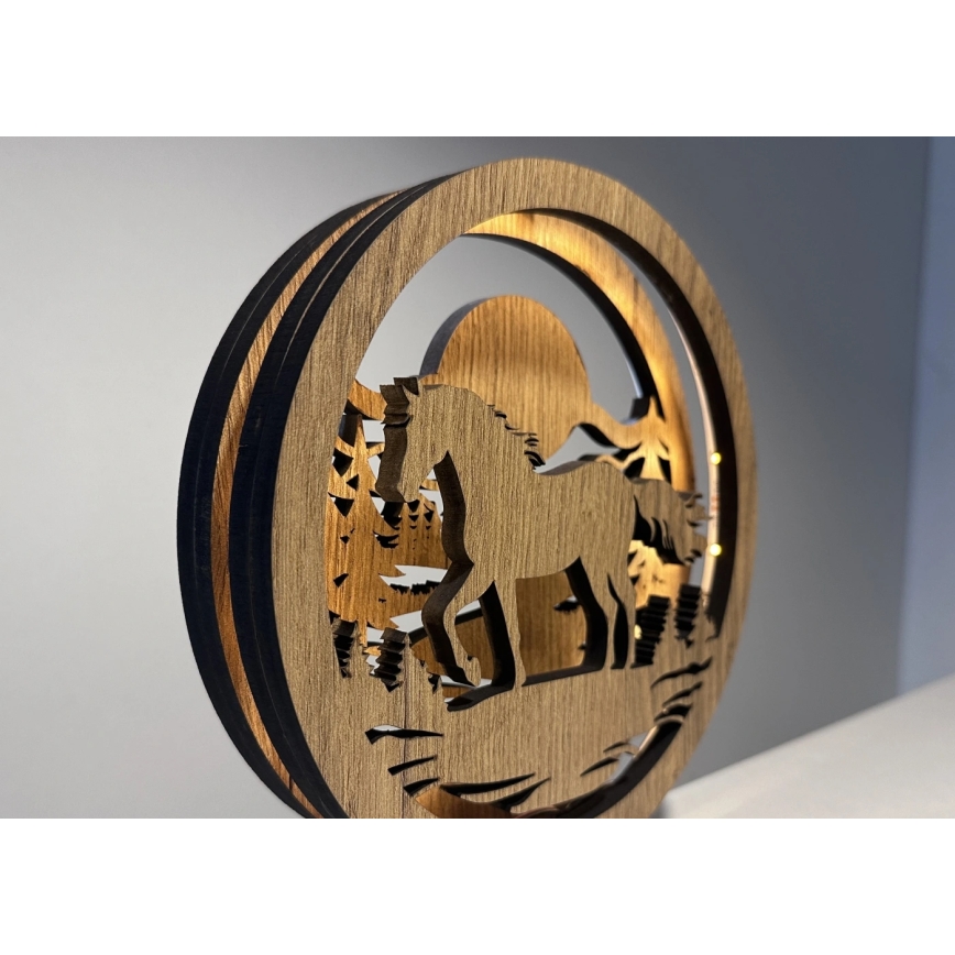 Li-Go 23598/DUB2 - LED dimbar borddekoration LED/12W/230V 20x22 cm ek/häst