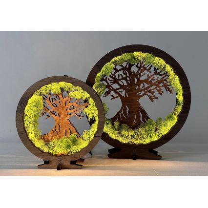 Li-Go 23604/DUB2 - LED-dimmbar bordsdekoration LED/12W/230V 20x22 cm ek/mossa och träd