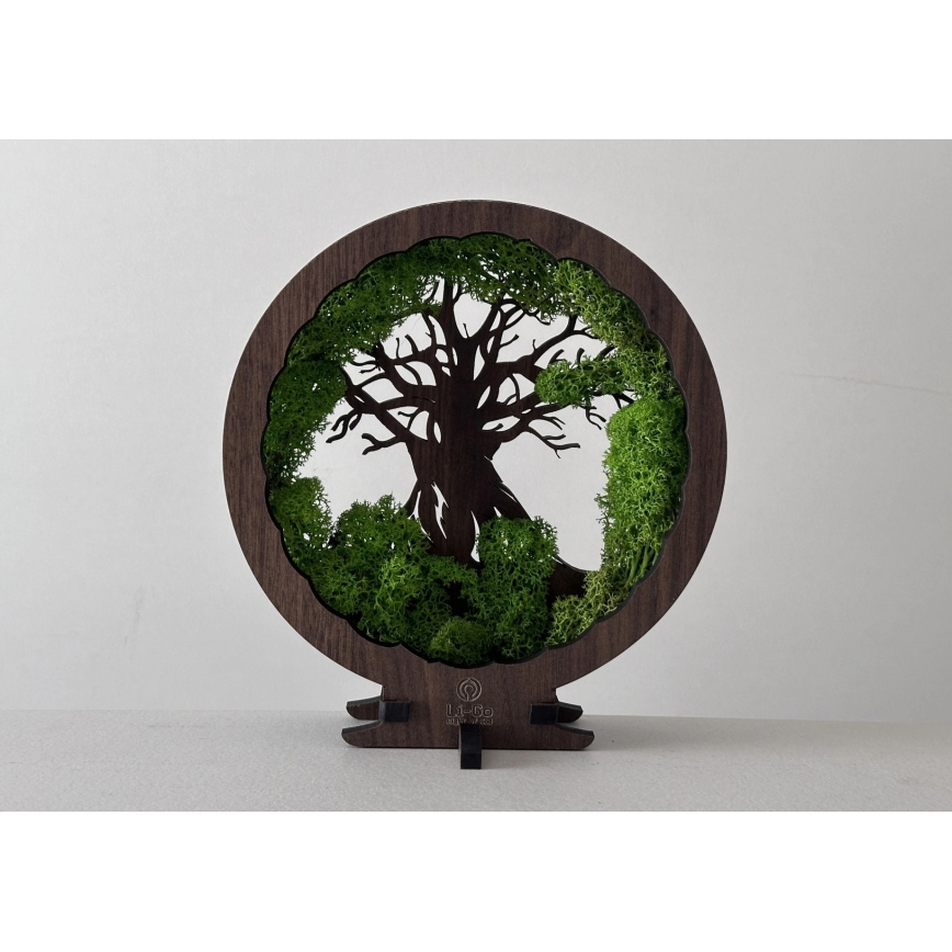 Li-Go 23604/DUB2 - LED-dimmbar bordsdekoration LED/12W/230V 20x22 cm ek/mossa och träd