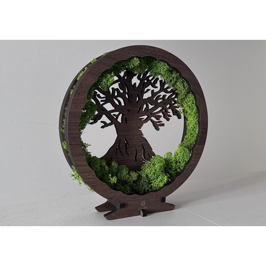 Li-Go 23604/DUB2 - LED-dimmbar bordsdekoration LED/12W/230V 20x22 cm ek/mossa och träd