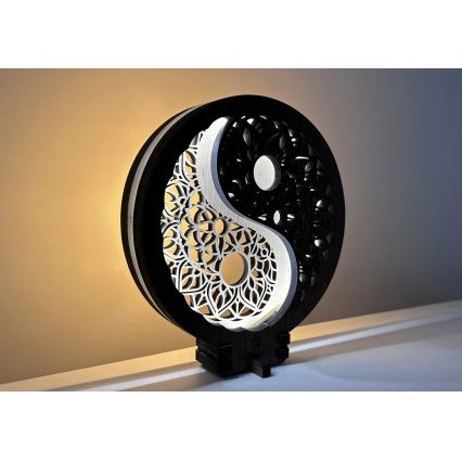 Li-Go 23607/O - Dimbar LED-bordsdekoration LED/12W/230V 20x22 cm valnöt/Yin Yang