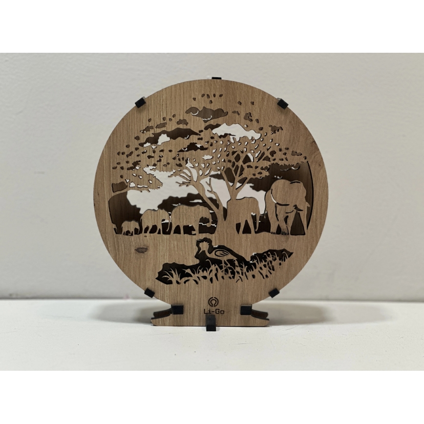 Li-Go 23610/DUB2 - Dimmbar dekorativ LED-bordslampa LED/12W/230V 20x22 cm ek/elefanter