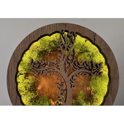 Li-Go 23622/DUB2 - Dimmbar LED-bordsdekoration LED/12W/230V 20x22 cm ek/Kors i mossa