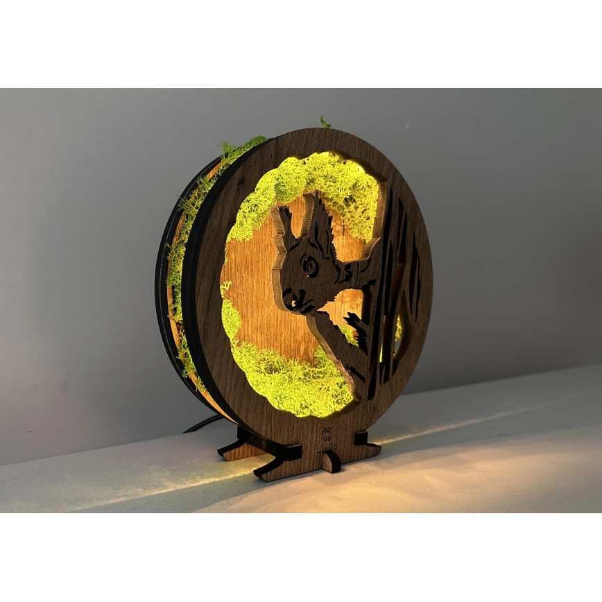 Li-Go 23625/DUB2 - Dimmbar LED-bordsdekoration LED/12W/230V 20x22 cm ek/ekorre i mossa