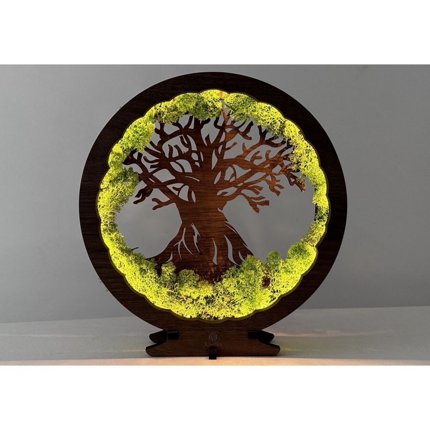 Li-Go 23631/DUB2 - Dimmbar LED-bordsdekoration LED/12W/230V 30x31 cm ek/mossa och träd