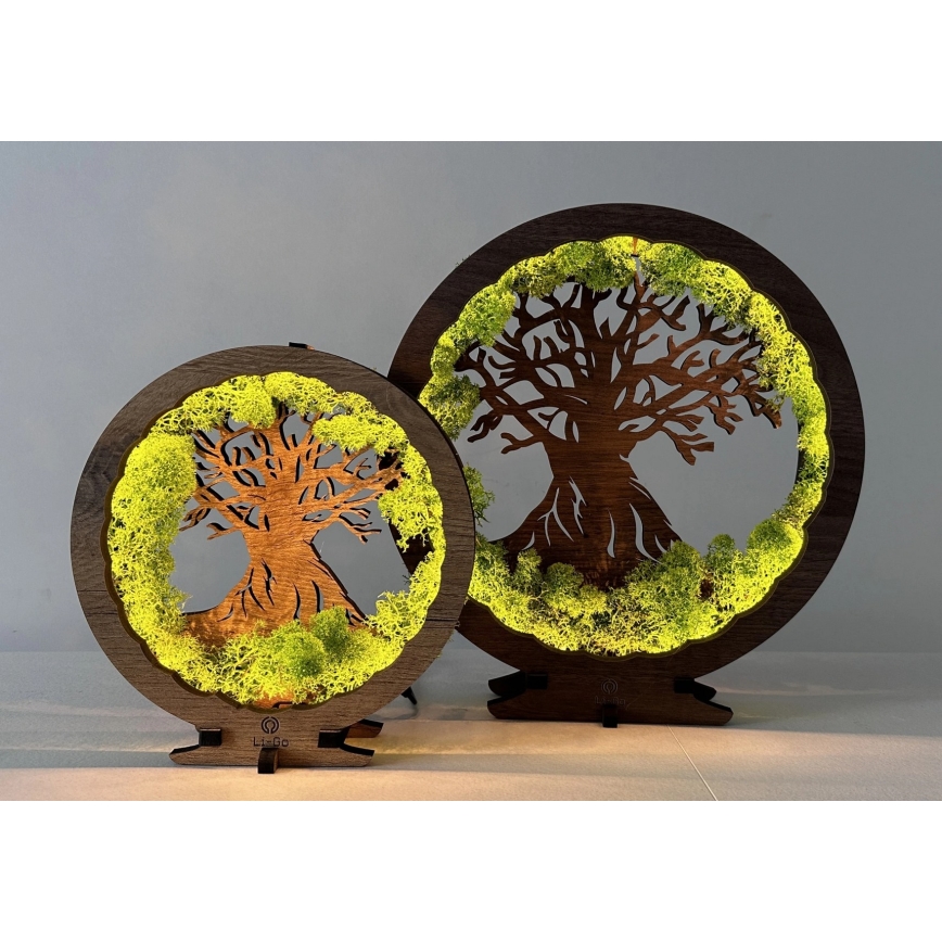 Li-Go 23631/DUB2 - Dimmbar LED-bordsdekoration LED/12W/230V 30x31 cm ek/mossa och träd