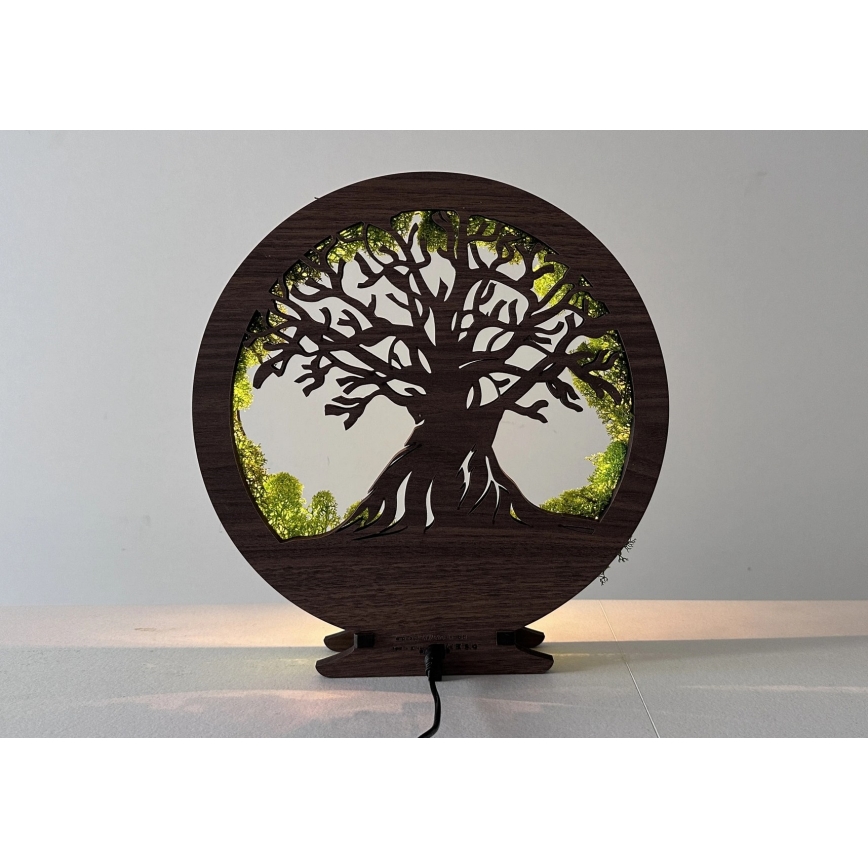 Li-Go 23631/DUB2 - Dimmbar LED-bordsdekoration LED/12W/230V 30x31 cm ek/mossa och träd