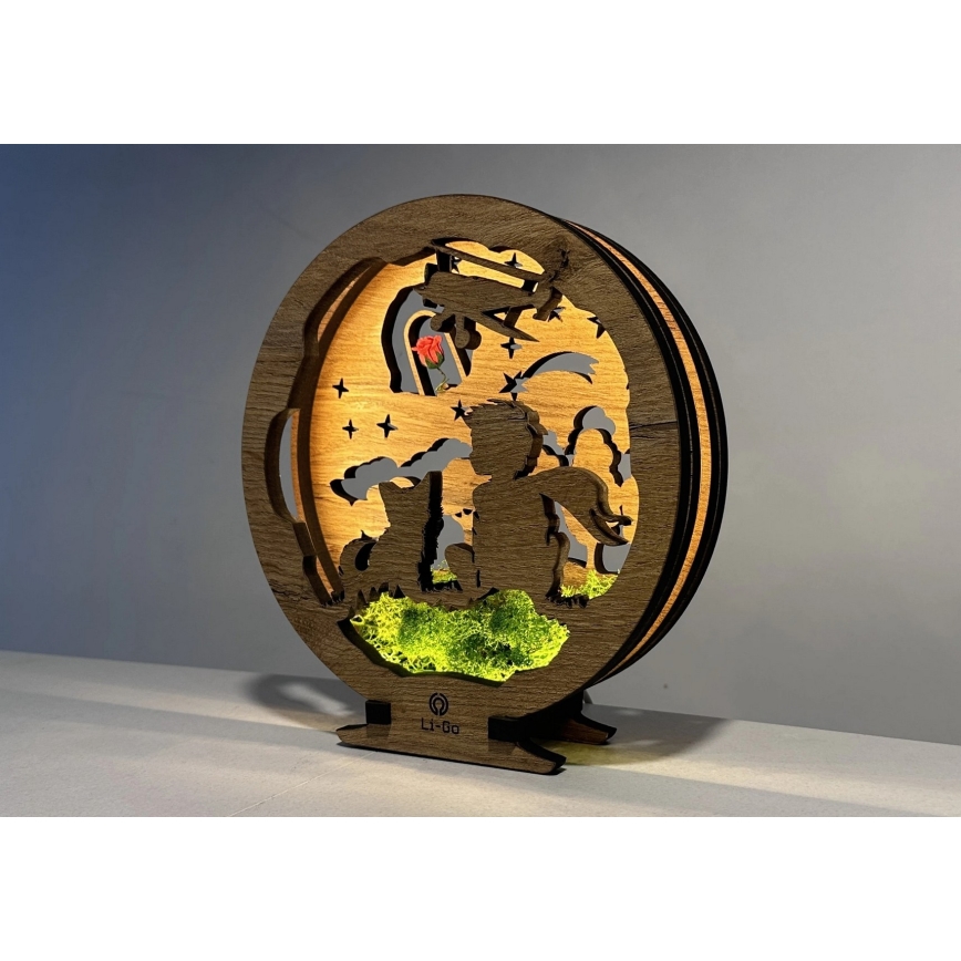 Li-Go 23634/DUB2 - Dimmbar LED-bordsdekoration LED/12W/230V 20x22 cm ek/Lilla Prinsen med rosen
