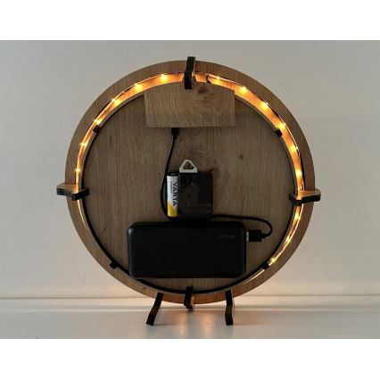 Li-Go 23688/DUB2 - Dimmbar LED-klocka med rörelsesensor LED/5V 20000 mAh + 1xAA Ø 32 cm ek/maskros