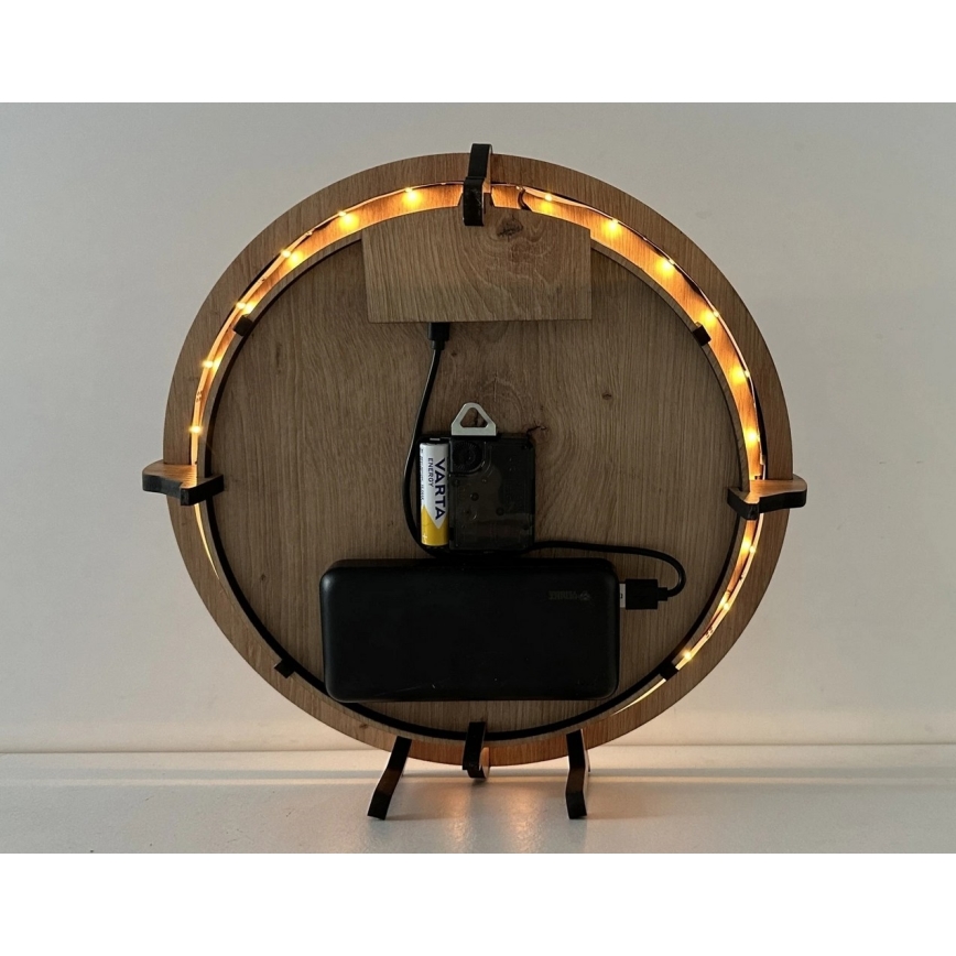 Li-Go 23712/DUB/BAT2 - Dimmbar LED-klocka med rörelsesensor LED/10W/5V 20000 mAh + 1xAA Ø 32 cm ek/Lilla prinsen