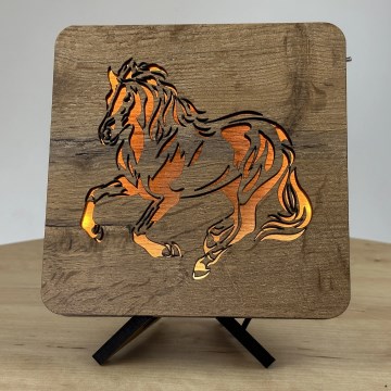 Li-Go 4070/DUB2 - LED bordsdekoration LED/12W/230V 19x19 cm ek/häst