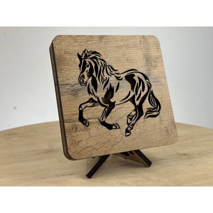 Li-Go 4070/DUB2 - LED bordsdekoration LED/12W/230V 19x19 cm ek/häst