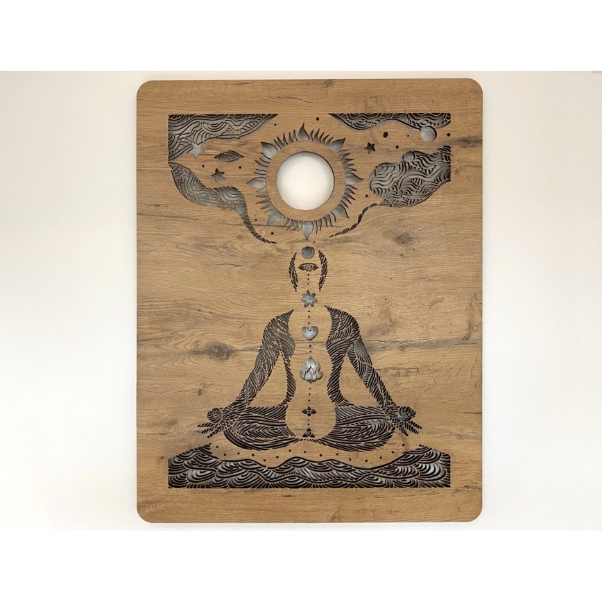 Li-Go 4421/A/4 - Dimbar LED-väggdekoration LED/10W/5V 30000 mAh 70x90 cm ek/chakramönster