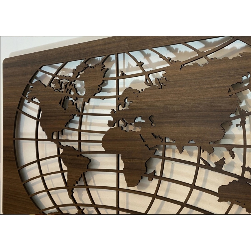 Li-Go 4709/DUB2 - LED RGBW dimmbar väggdekoration LED/24W/230V 125x74 cm ek/Världskarta (paralleller) + fjärrkontroll