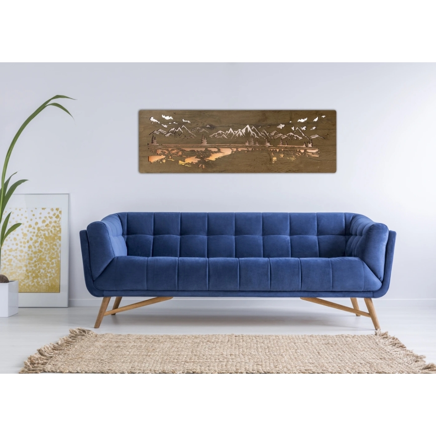 Li-Go 4778/A/4 - Dimbara LED-väggdekoration, LED 10 W / 5 V, 30000 mAh, 120 x 40 cm, ek/sjö