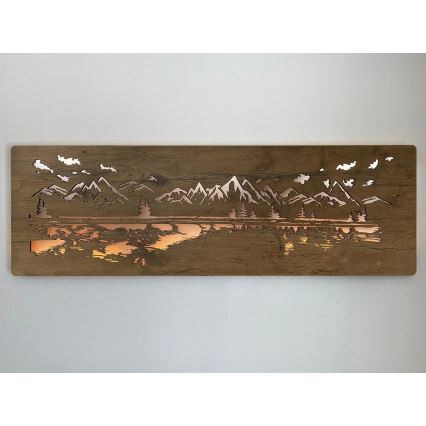 Li-Go 4778/A/4 - Dimbara LED-väggdekoration, LED 10 W / 5 V, 30000 mAh, 120 x 40 cm, ek/sjö