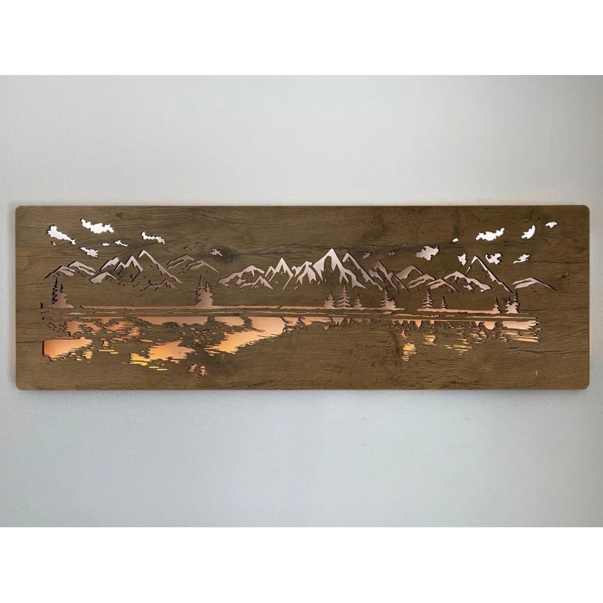 Li-Go 4778/A/4 - Dimbara LED-väggdekoration, LED 10 W / 5 V, 30000 mAh, 120 x 40 cm, ek/sjö