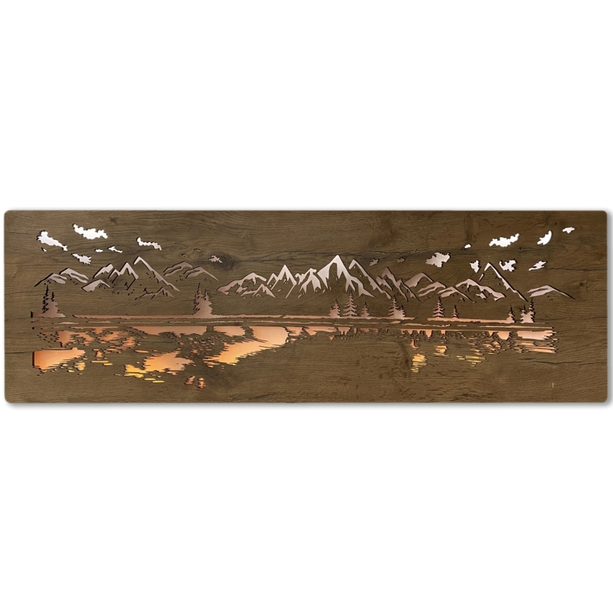 Li-Go 4778/A/4 - Dimbara LED-väggdekoration, LED 10 W / 5 V, 30000 mAh, 120 x 40 cm, ek/sjö