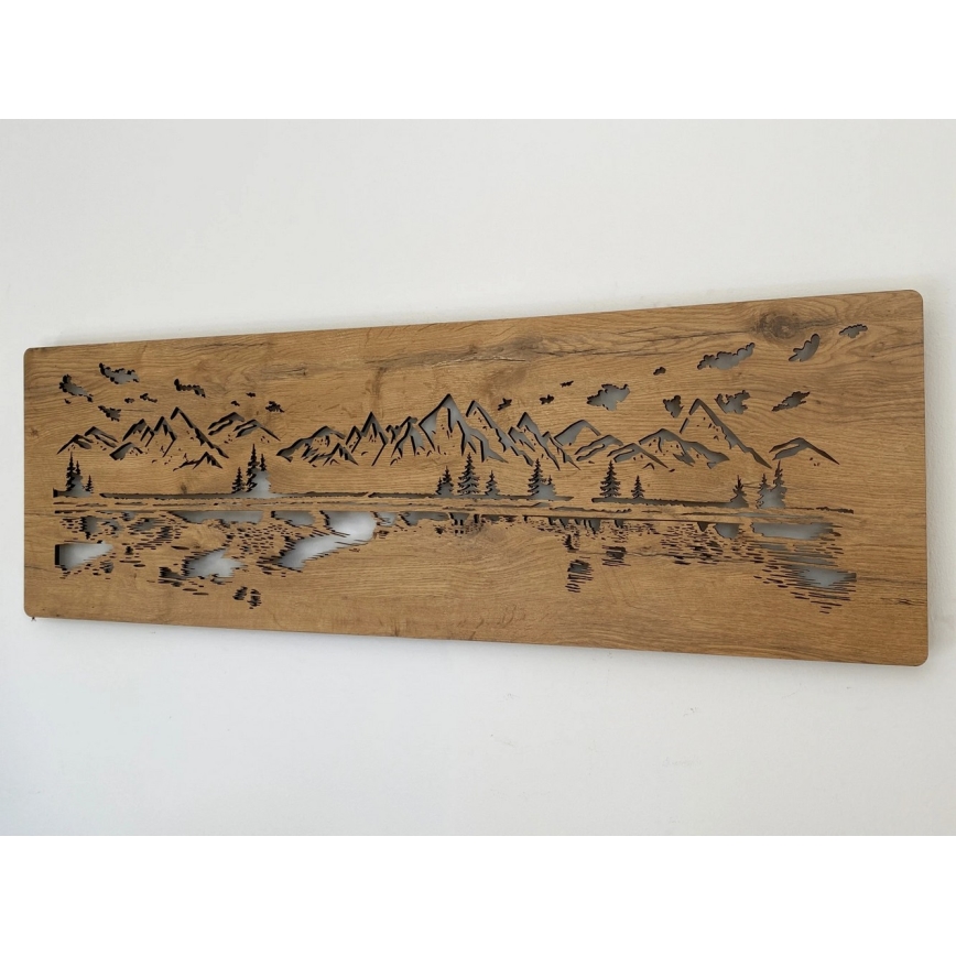 Li-Go 4778/A/4 - Dimbara LED-väggdekoration, LED 10 W / 5 V, 30000 mAh, 120 x 40 cm, ek/sjö