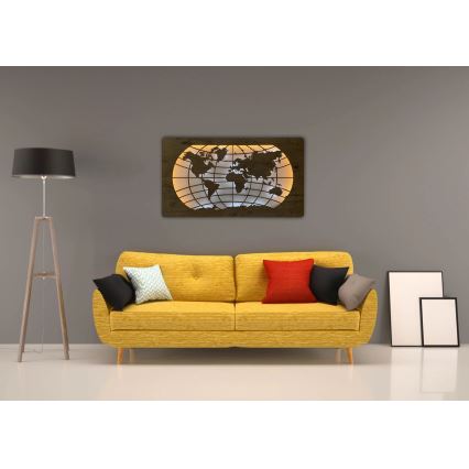 Li-Go 4868/DUB2 - Dimmbar LED-väggdekoration LED/24W/230V 110x60 cm ek/Världskarta breddgrader