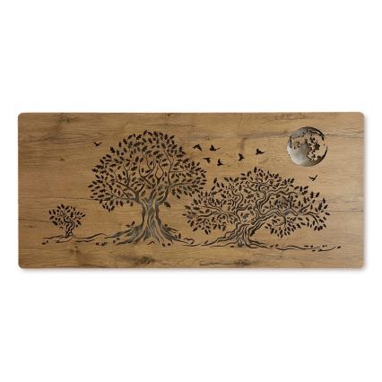 Li-Go 5042/DUB2 - LED Dimmbar väggdekoration LED/24W/230V 110x50 cm ek/Tre ekar och en måne