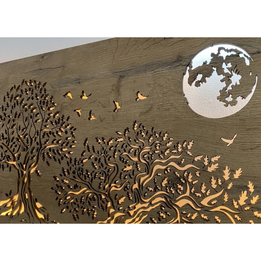 Li-Go 5042/DUB2 - LED Dimmbar väggdekoration LED/24W/230V 110x50 cm ek/Tre ekar och en måne