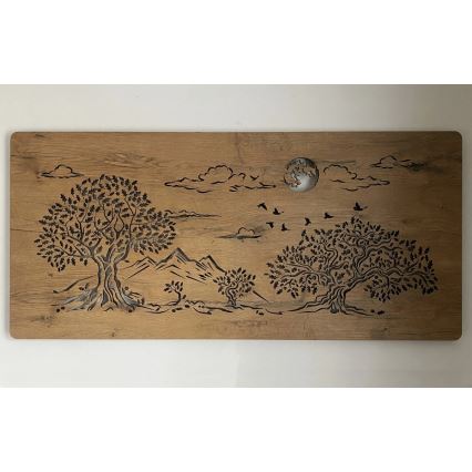 Li-Go 5478/DUB2 - LED-dimbart väggdekoration LED/24W/230V 130x60 cm ek/Fyra ekar och en måne