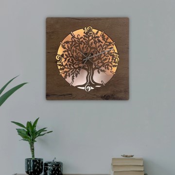 Li-Go 5652/DUB2 - Dimbar LED-klocka LED/10W/5V 20000 mAh 42x42 cm ek/Ek i cirkel + fjärrkontroll