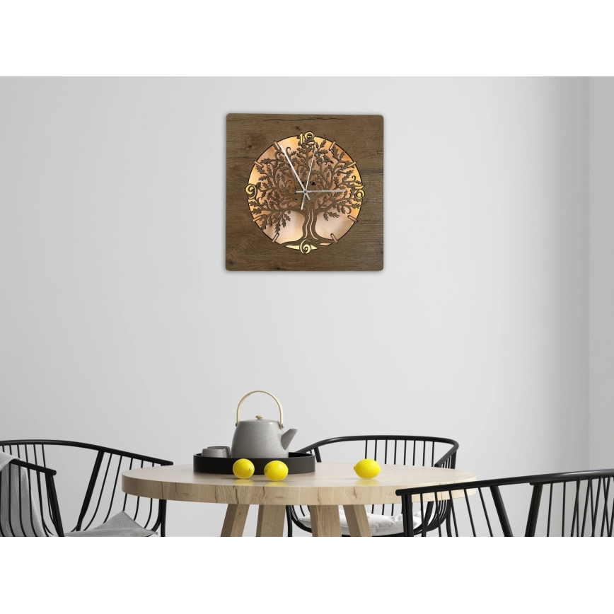 Li-Go 5652/DUB2 - Dimbar LED-klocka LED/10W/5V 20000 mAh 42x42 cm ek/Ek i cirkel + fjärrkontroll