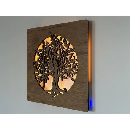 Li-Go 5652/DUB2 - Dimbar LED-klocka LED/10W/5V 20000 mAh 42x42 cm ek/Ek i cirkel + fjärrkontroll