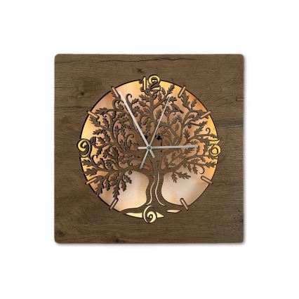 Li-Go 5652/DUB2 - Dimbar LED-klocka LED/10W/5V 20000 mAh 42x42 cm ek/Ek i cirkel + fjärrkontroll