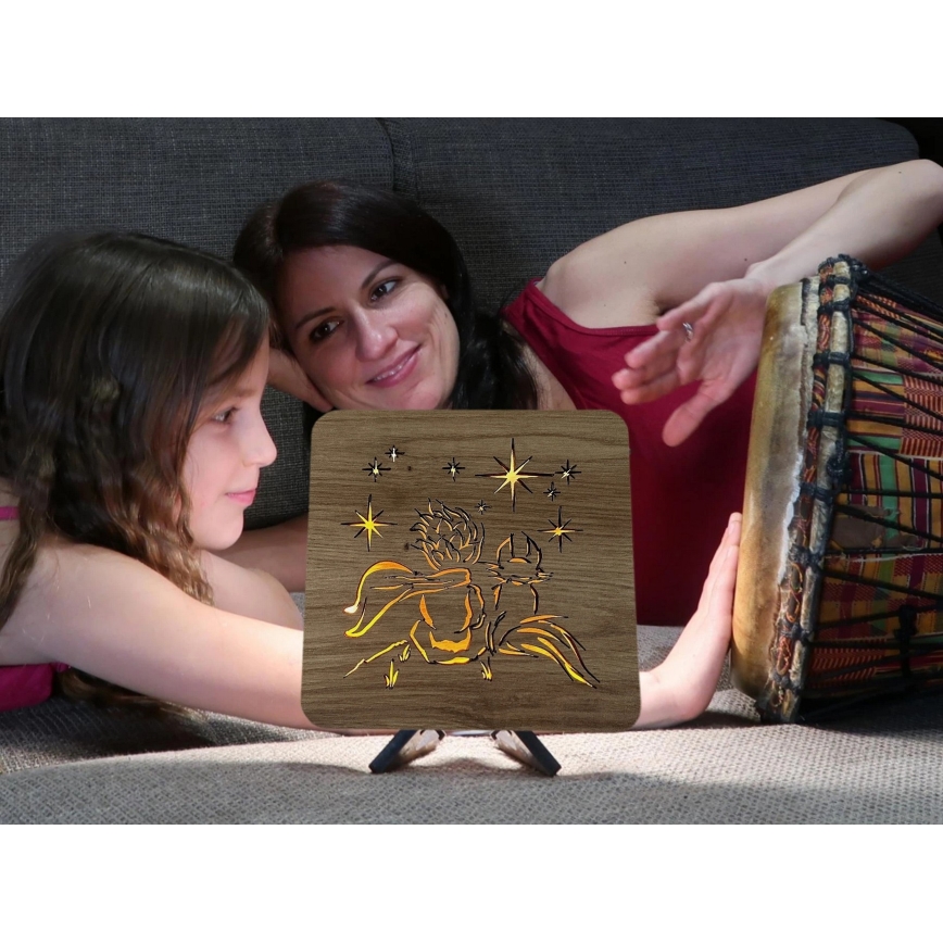 Li-Go 5788/DUB2 - LED borddekoration LED/12W/230V 19x19 cm ek/Lilla Prinsen