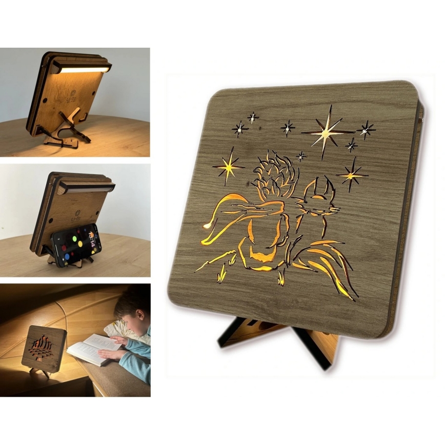 Li-Go 5788/DUB2 - LED borddekoration LED/12W/230V 19x19 cm ek/Lilla Prinsen