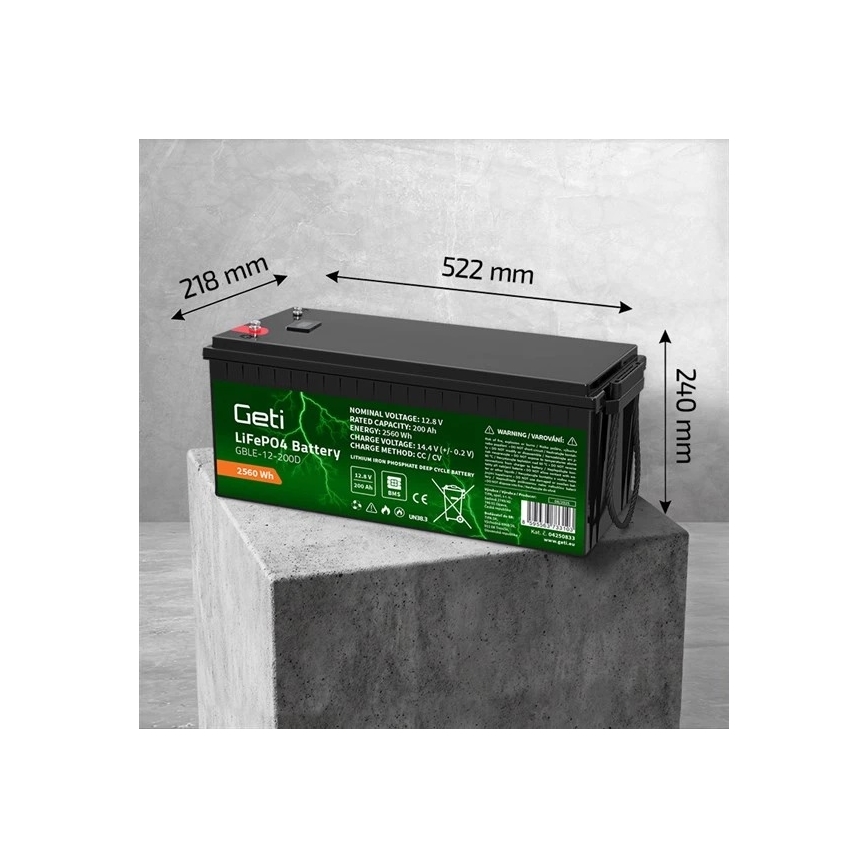 LiFePO4-batteri 12,8 V/200 Ah
