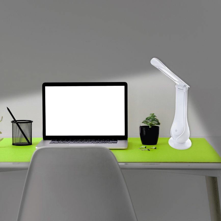 LED Dimbara uppladdningsbara skrivbordslampa LILLY LED/4W/5V 1200 mAh vit