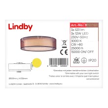 Lindby - LED Dimbar taklampa AMON 3xLED/12W/230V