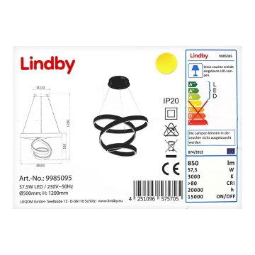 Lindby - LED ljuskrona med textilsladd OLADA LED/57,5W/230V