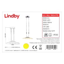 Lindby - LED ljusreglerad ljuskrona på textilsladd AMIDALA LED/36W/230V