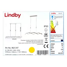 Lindby - LED ljusreglerad ljuskrona på textilsladd AURON 2xLED/12W/230V