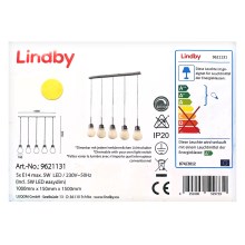 Lindby - LED ljusreglerad ljuskrona på textilsladd BADO 5xLED/5W/230V