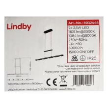 Lindby - LED ljusreglerad ljuskrona på textilsladd NAIARA 7xLED/4W/230V