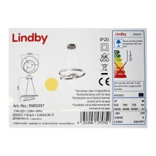 Lindby - LED ljusreglerad ljuskrona på textilsladd SMART VERIO LED/27W/230V 3000/4000/6000K + FK