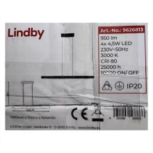 Lindby - LED ljusreglerad ljuskrona på textilsladd SOLVINA 4xLED/4,5W/230V