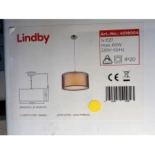 Lindby - Ljuskrona med textilsladd NICA 1xE27/60W/230V