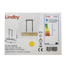 Lindby - Ljusreglerad ljuskrona på textilsladd MARIAT 4xE27/60W/230V